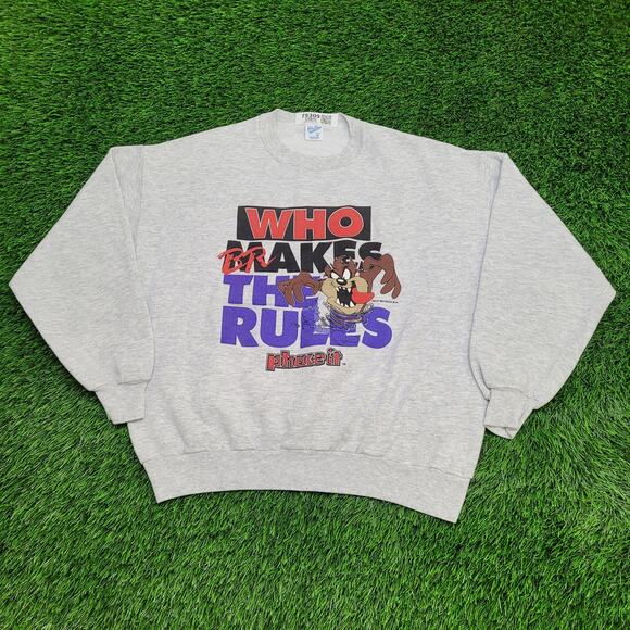 Vintage 1994 Taz Sweatshirt XL 23x25 Gray Tazmanian-Devil - Picture 1 of 13